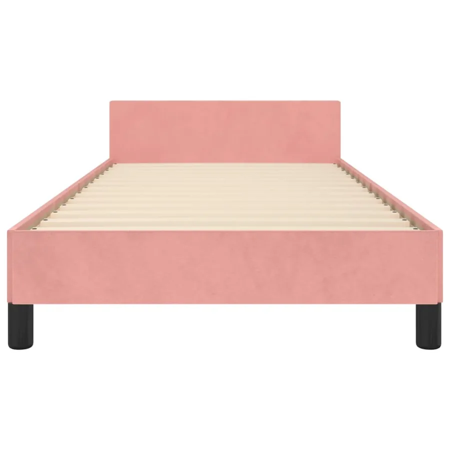 Cadre de lit sans matelas rose 90x190 cm velours - 6