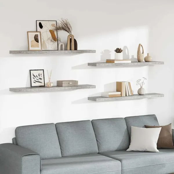 Étagères murales flottantes 4 pcs gris béton 120x23,5x3,8cm MDF