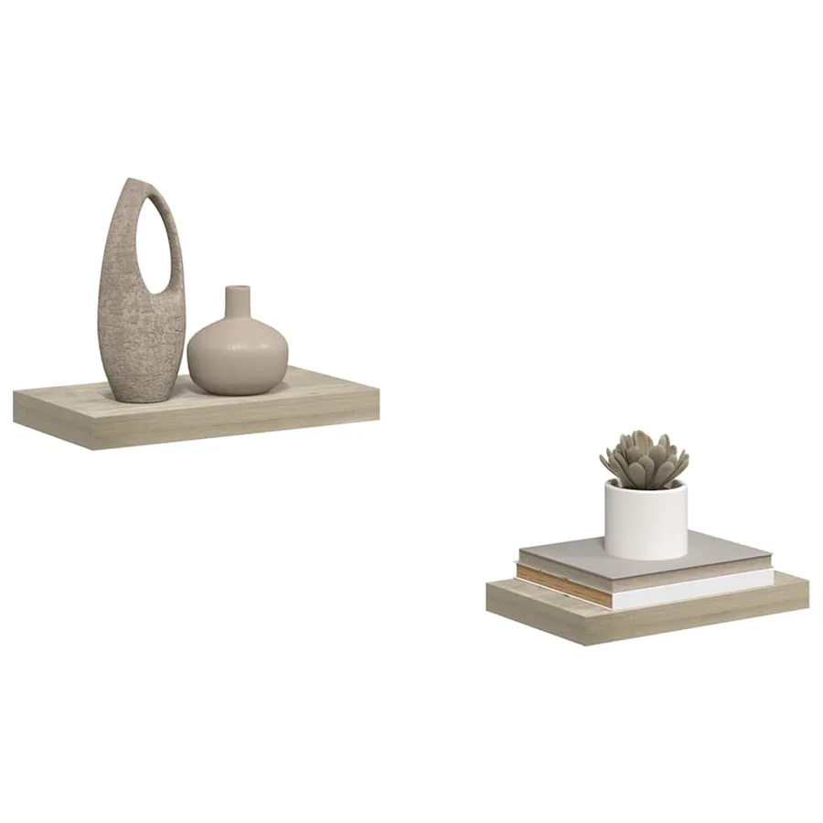 Étagères murales flottantes 2 pcs chêne 40x23,5x3,8 cm MDF - 5