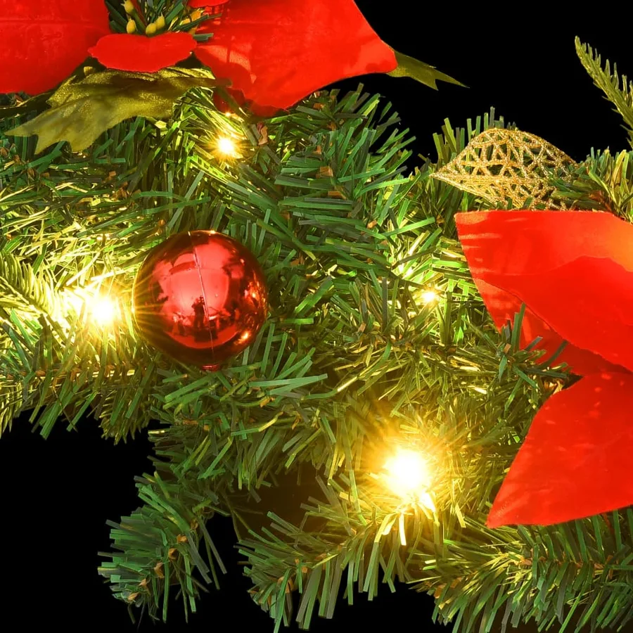 Couronne de Noël avec lumières LED vert 60 cm PVC - 6