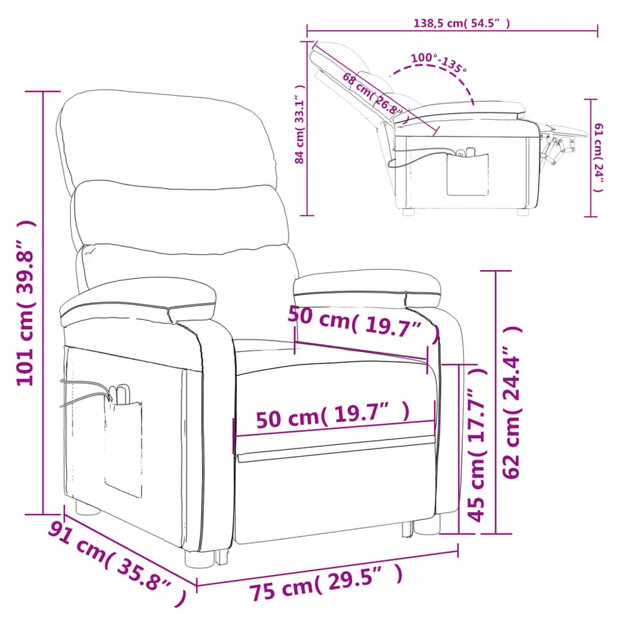 Fauteuil de massage Rouge bordeaux Similicuir - 15