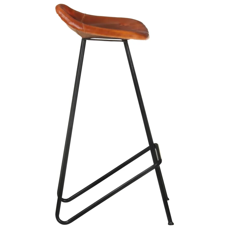 Tabourets de bar lot de 2 marron cuir véritable - 6