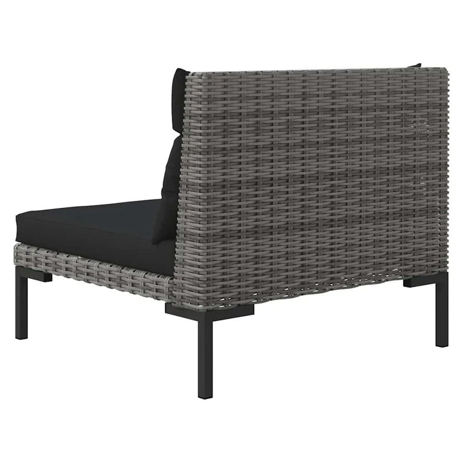Salon de jardin 3 pcs Gris foncé Résine tressée demi-ronde - 9
