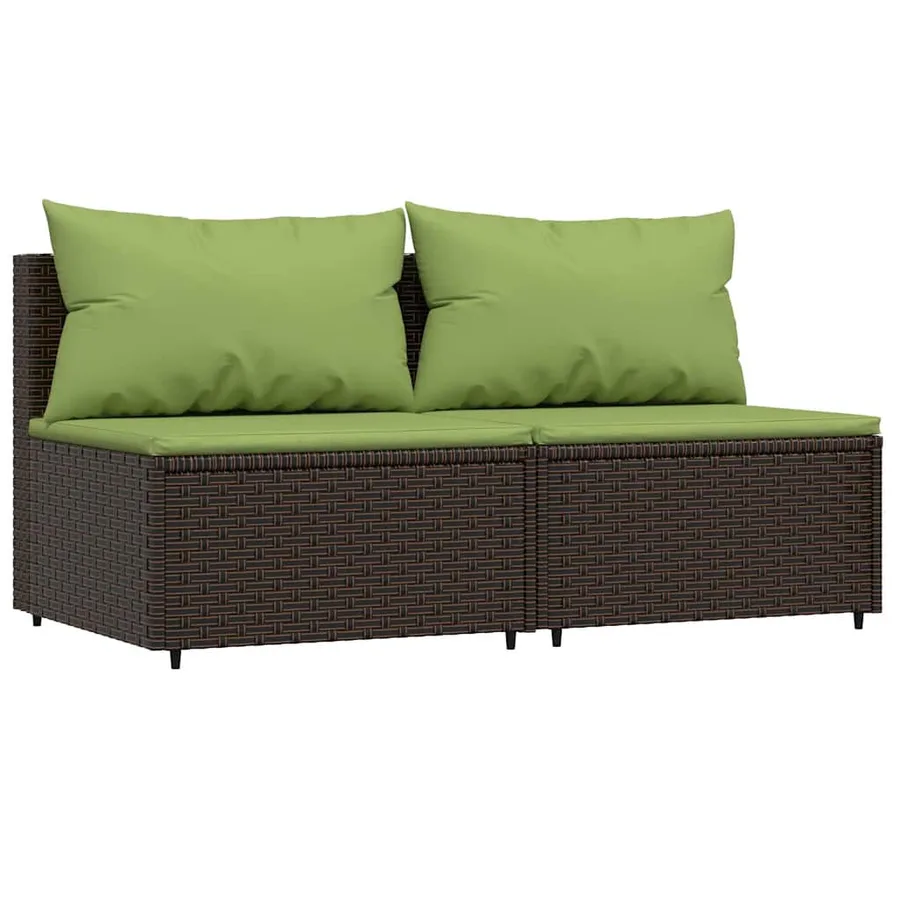Canapés centraux de jardin coussins 2pcs marron résine tressée - 2