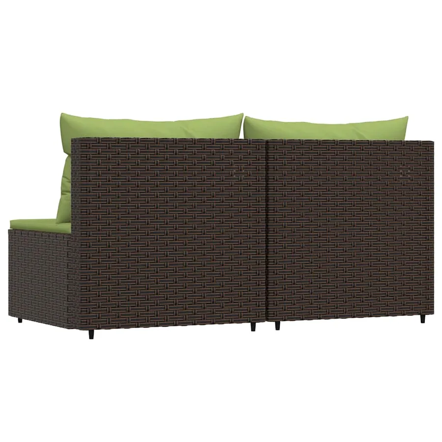 Canapés centraux de jardin coussins 2pcs marron résine tressée - 5
