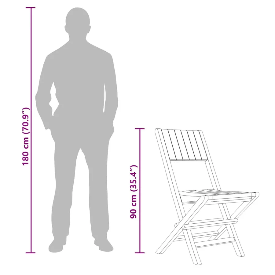 Chaises de jardin pliantes lot de 8 47x61x90cm bois massif teck - 6