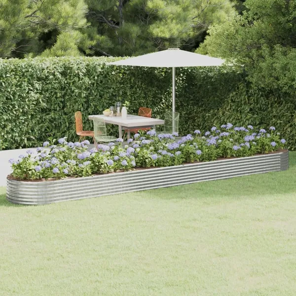 Lit surélevé de jardin Acier galvanisé Argenté