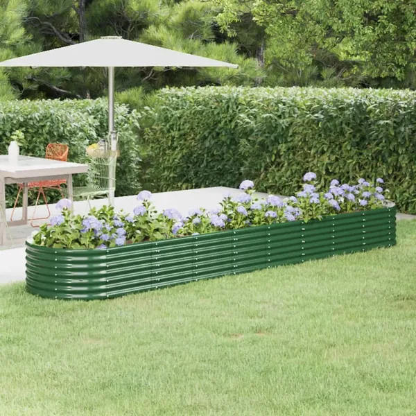 Lit surélevé de jardin Acier galvanisé 368x80x36 cm Vert
