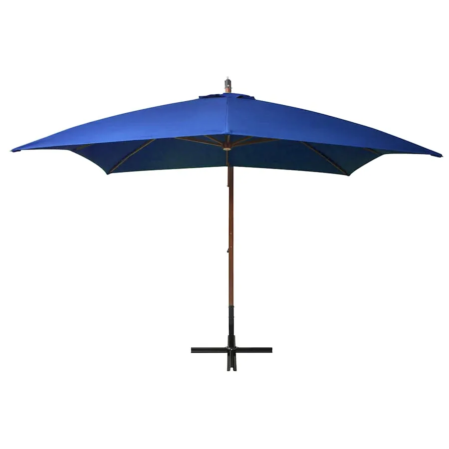 Parasol de jardin suspendu avec mât bleu azuré bois de sapin - 2