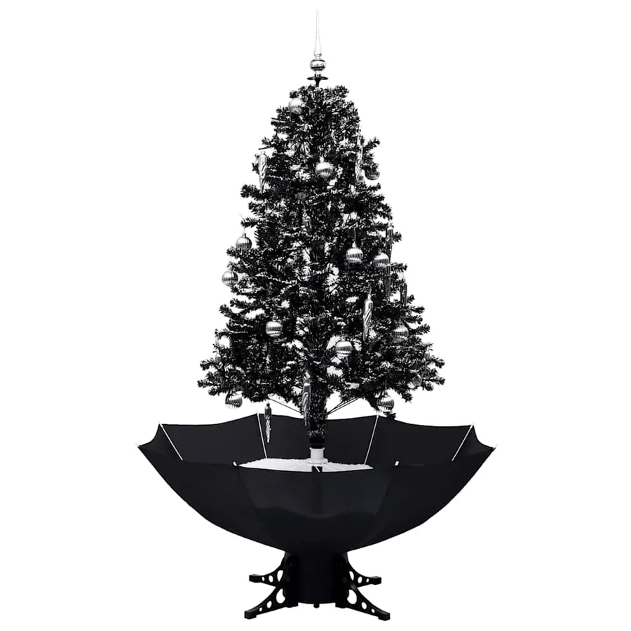 Arbre de Noël neigeux avec base de parapluie Noir 170 cm PVC - 2