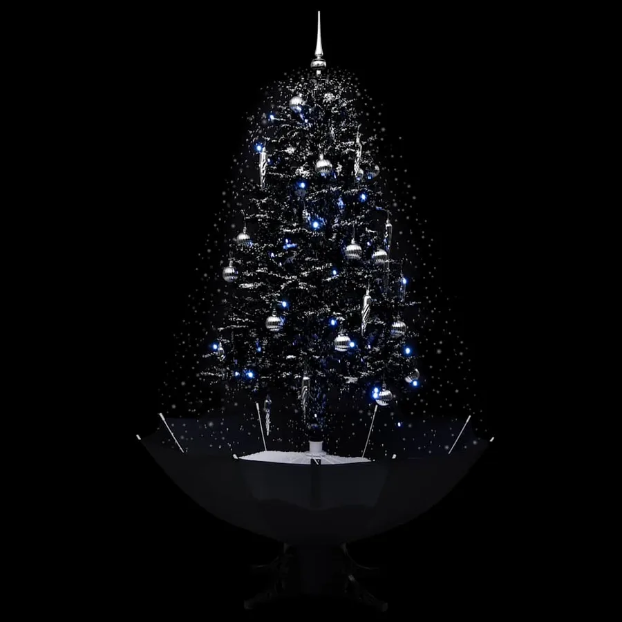Arbre de Noël neigeux avec base de parapluie Noir 170 cm PVC - 3