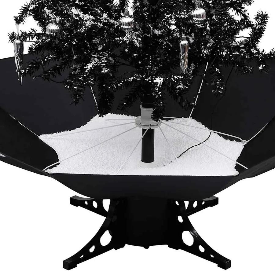 Arbre de Noël neigeux avec base de parapluie Noir 170 cm PVC - 5