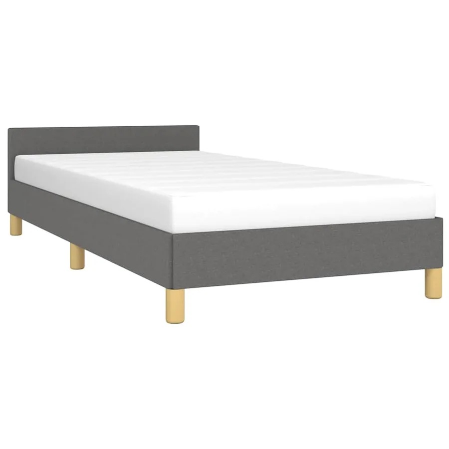 Cadre de lit sans matelas gris foncé 100x200 cm tissu - 3