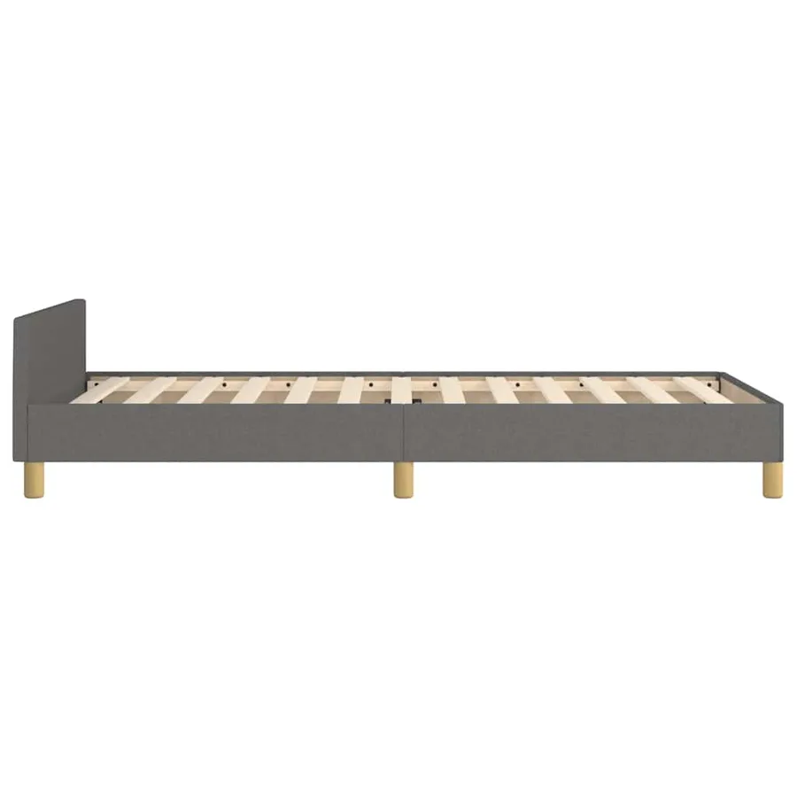 Cadre de lit sans matelas gris foncé 100x200 cm tissu - 6