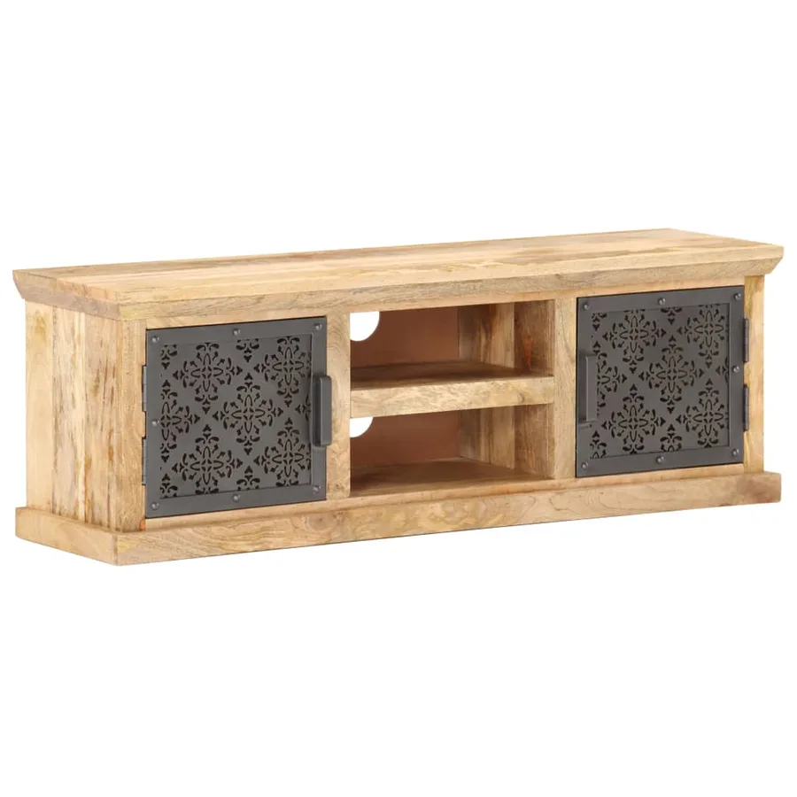 Meuble TV avec portes en acier 120x30x40 cm Bois de manguier - 11