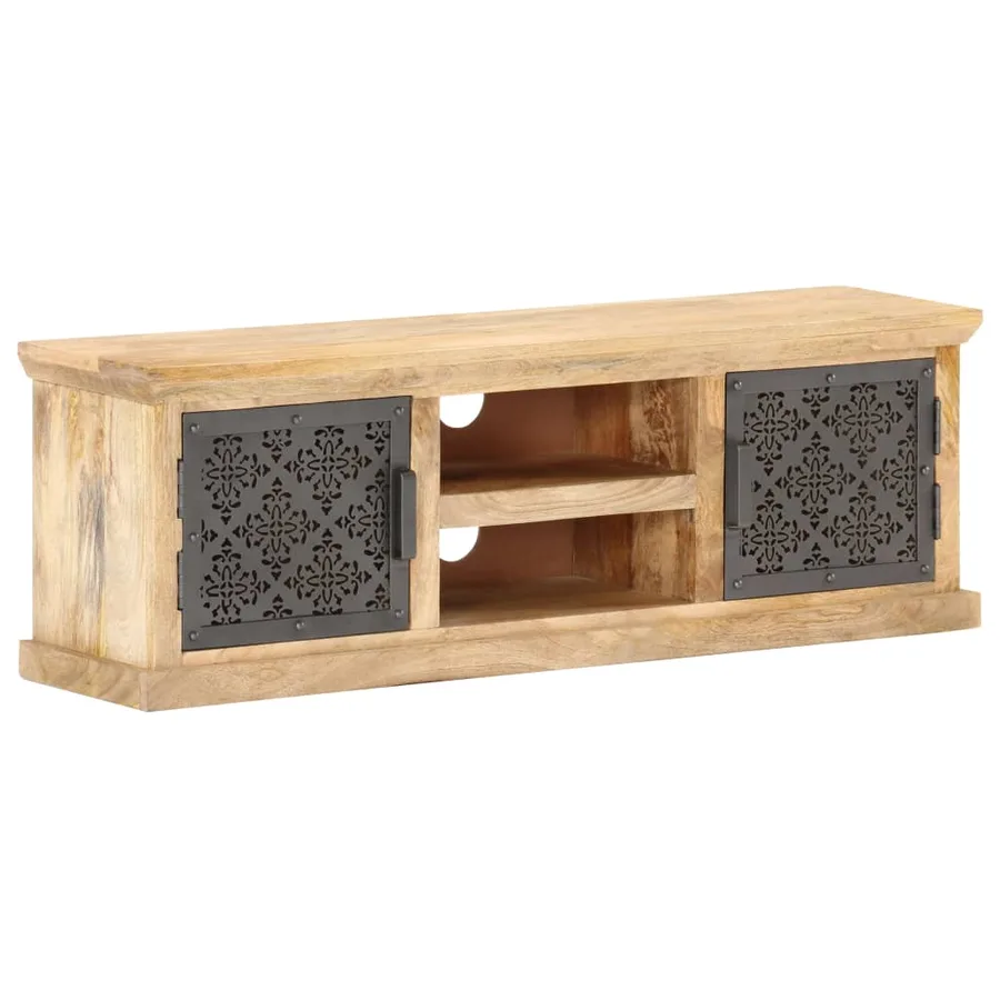 Meuble TV avec portes en acier 120x30x40 cm Bois de manguier - 9