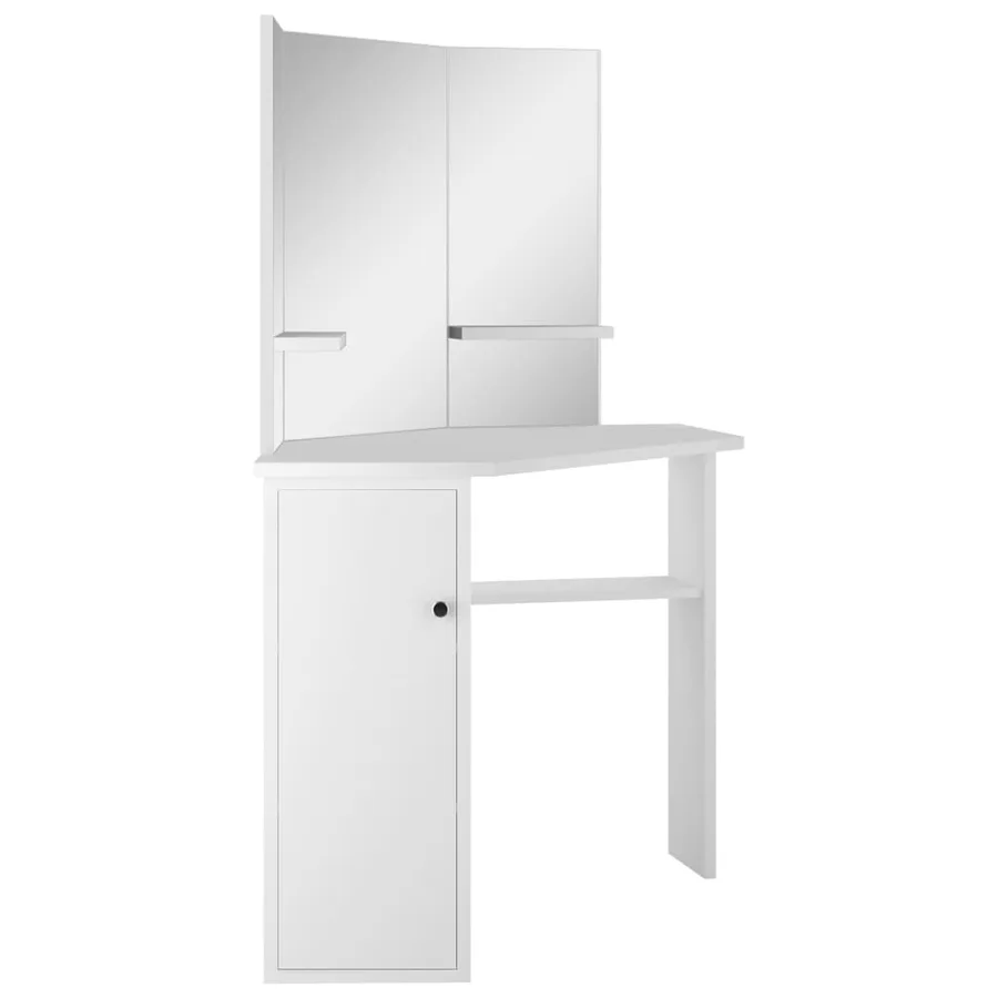 Coiffeuse d'angle Table de maquillage cosmétique Blanc - 3