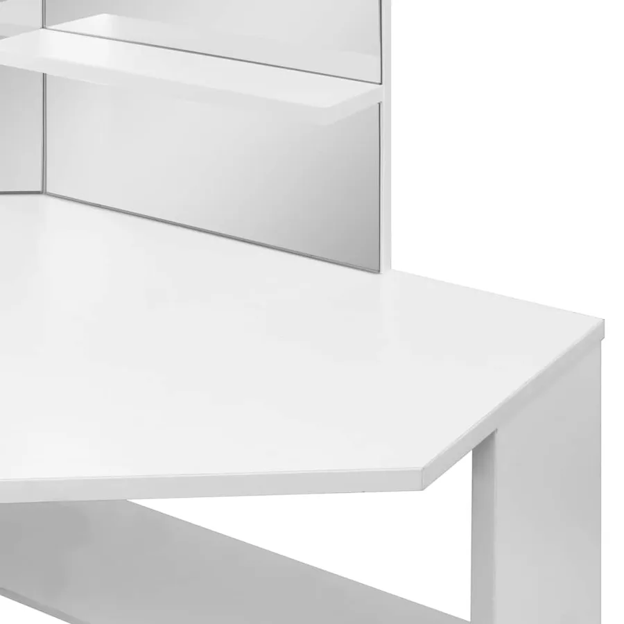 Coiffeuse d'angle Table de maquillage cosmétique Blanc - 9