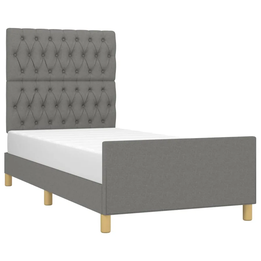 Cadre de lit sans matelas gris foncé 100x200 cm tissu - 3