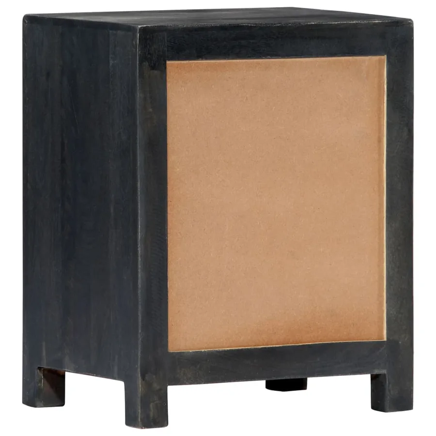 Table de chevet sculptée à la main Gris 40x30x50 cm Manguier - 3