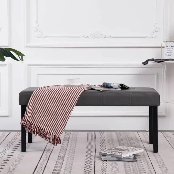 Banc 106 cm gris similicuir