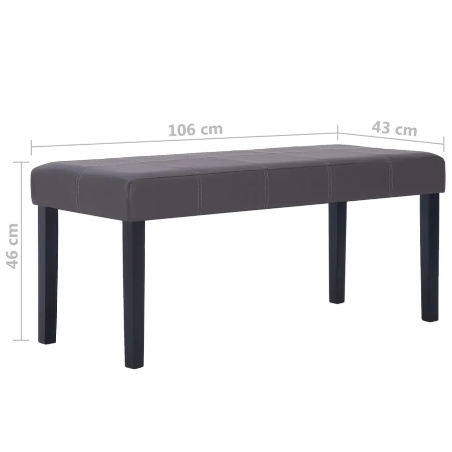 Banc 106 cm gris similicuir - 7