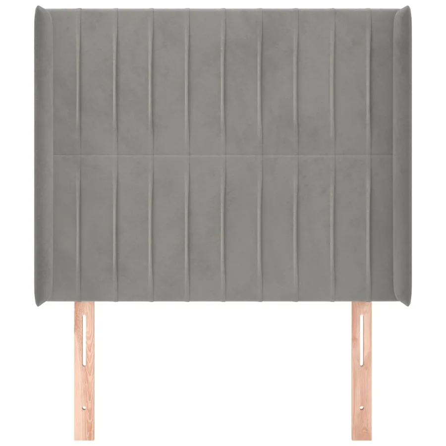 Tête de lit avec oreilles Gris clair 103x16x118/128 cm Velours - 3