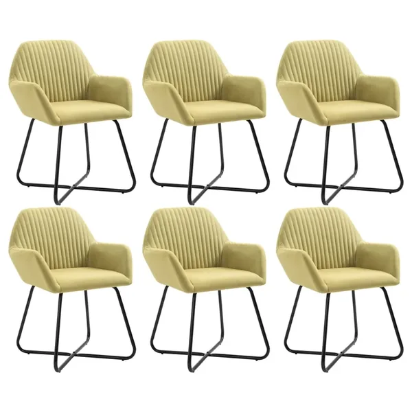 Chaises à manger lot de 6 vert tissu