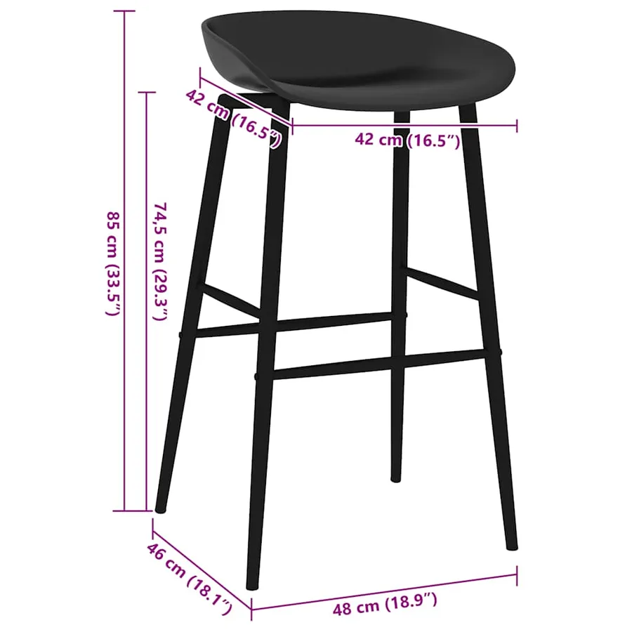 Chaises de bar lot de 4 noir - 7