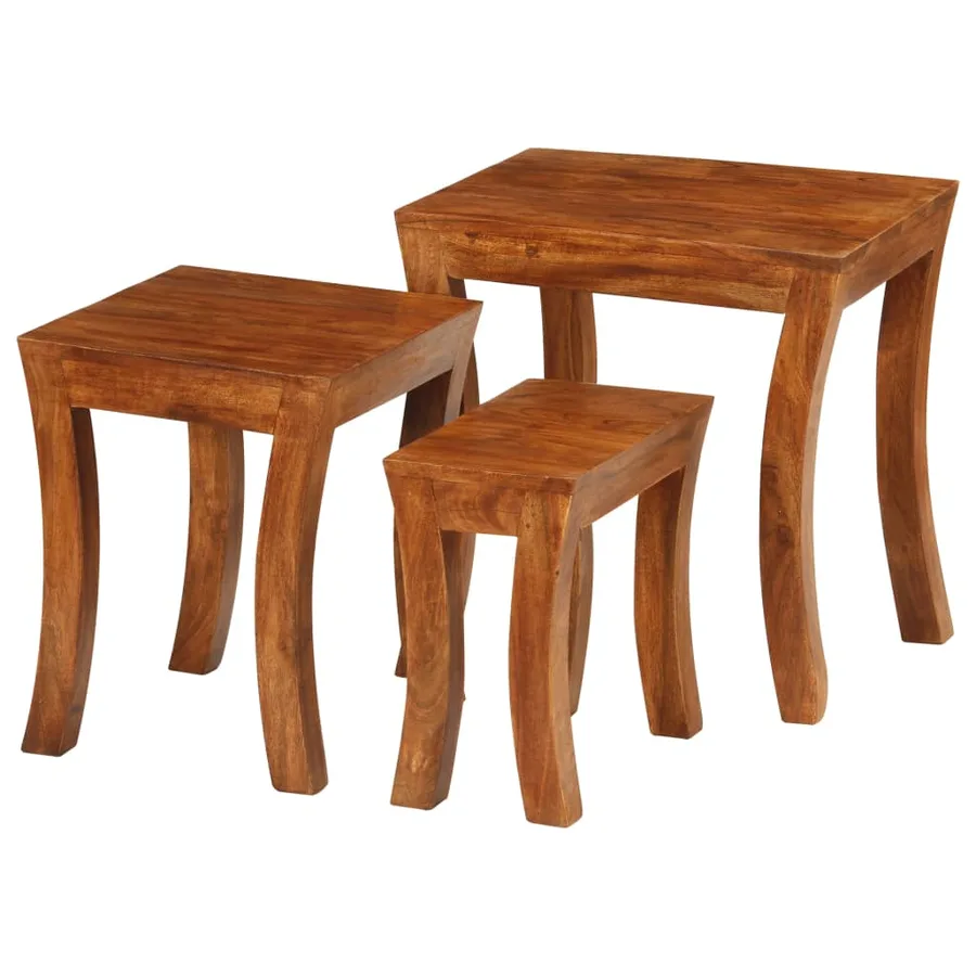 Table gigogne 3 pcs Bois massif d'acacia 50x35x50 cm Marron - 12