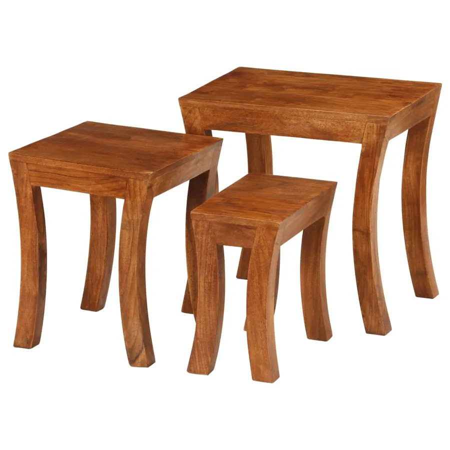 Table gigogne 3 pcs Bois massif d'acacia 50x35x50 cm Marron - 13