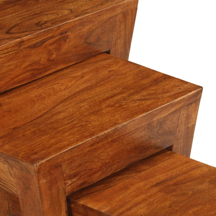 Table gigogne 3 pcs Bois massif d'acacia 50x35x50 cm Marron - 6