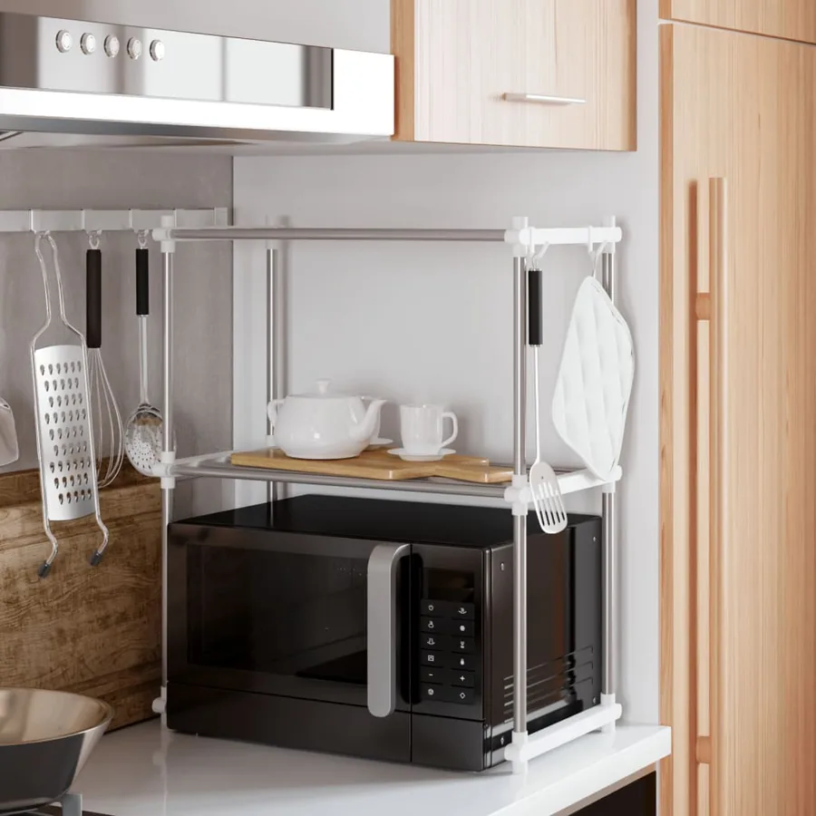 Étagère pour micro-ondes blanc 51x27x63 cm aluminium