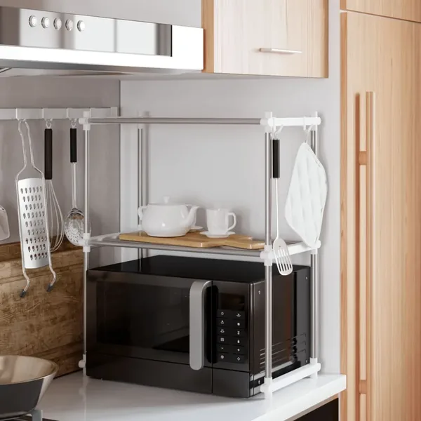 Étagère pour micro-ondes blanc 51x27x63 cm aluminium