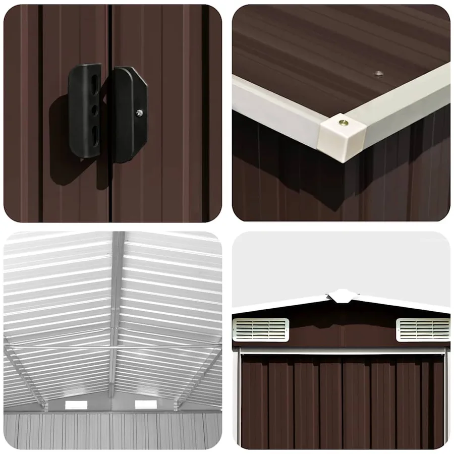 Abri de jardin Marron 257x779x181 cm Acier galvanisé - 8