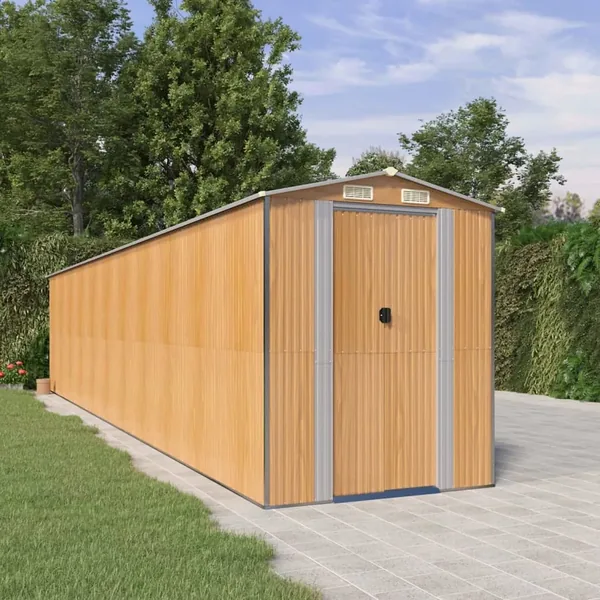 Abri de jardin Marron clair 192x938x223 cm Métal galvanisé