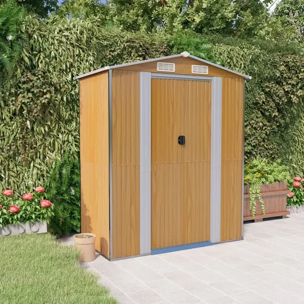 Abri de jardin Marron clair 192x108x223 cm Métal galvanisé