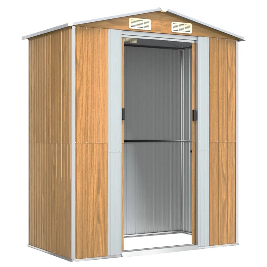 Abri de jardin Marron clair 192x108x223 cm Métal galvanisé - 6