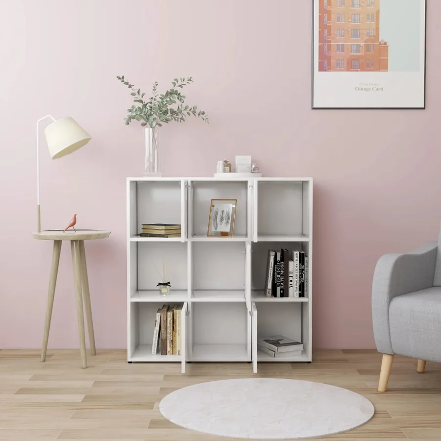 Bibliothèque Blanc 90x30x90 cm Bois d’ingénierie - 3