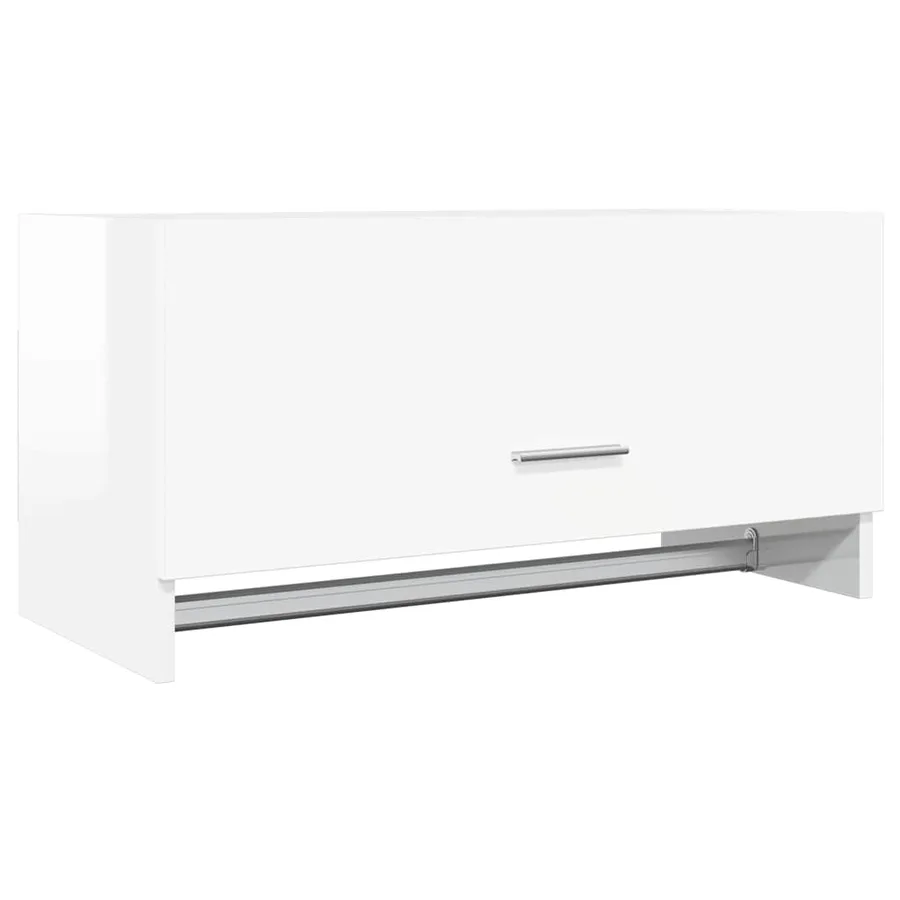 Garde-robe blanc brillant 70x32,5x35 cm bois d'ingénierie - 2