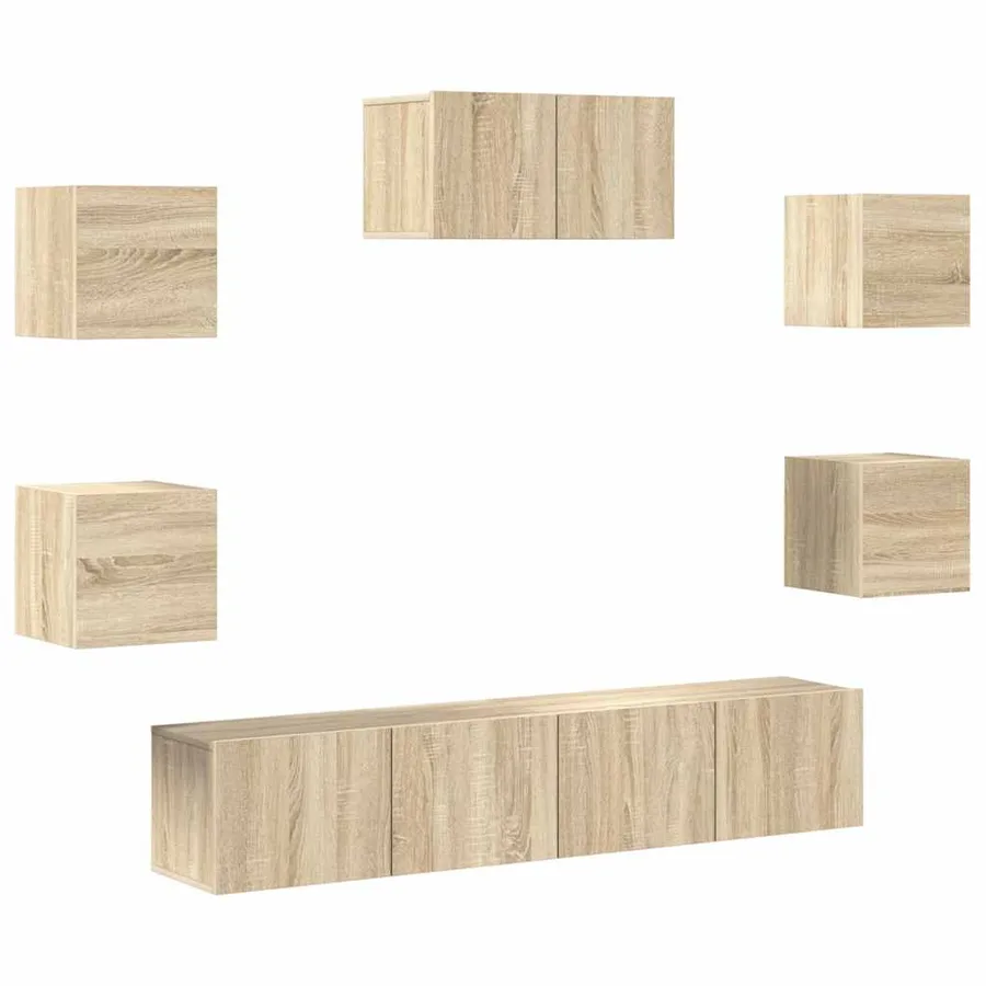 Ensemble de meubles TV 7 pcs Chêne sonoma Bois d'ingénierie - 2