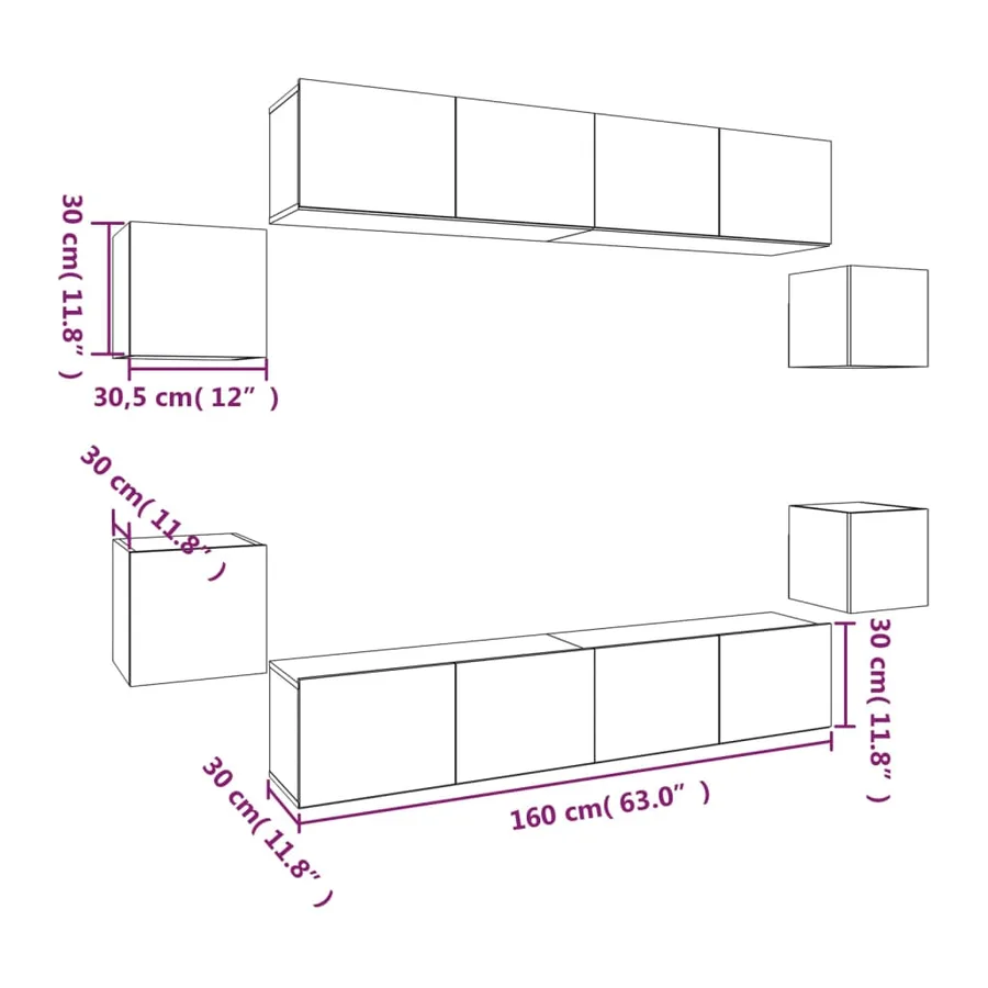 Ensemble de meubles TV 8 pcs Chêne sonoma Bois d'ingénierie - 11