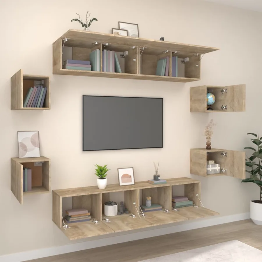 Ensemble de meubles TV 8 pcs Chêne sonoma Bois d'ingénierie - 3