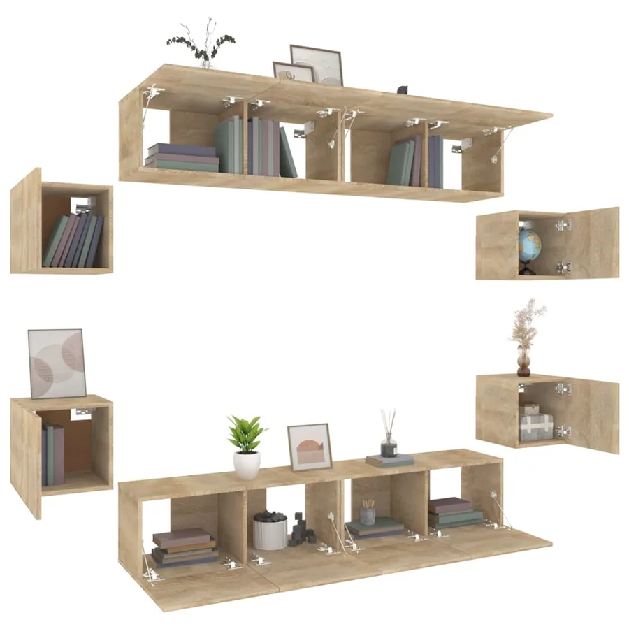 Ensemble de meubles TV 8 pcs Chêne sonoma Bois d'ingénierie - 9