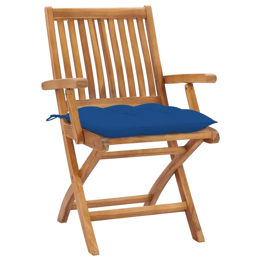 Chaises pliables de jardin avec coussins lot de 4 Teck solide - 2