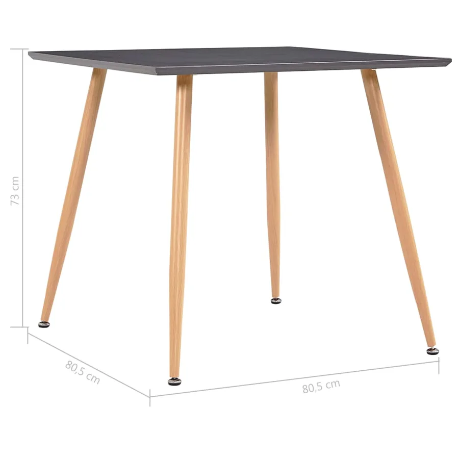 Table de salle à manger Gris et chêne 80,5x80,5x73 cm MDF - 5