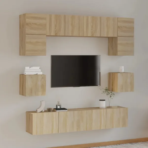 Ensemble de meubles TV 8 pcs Chêne sonoma Bois d'ingénierie