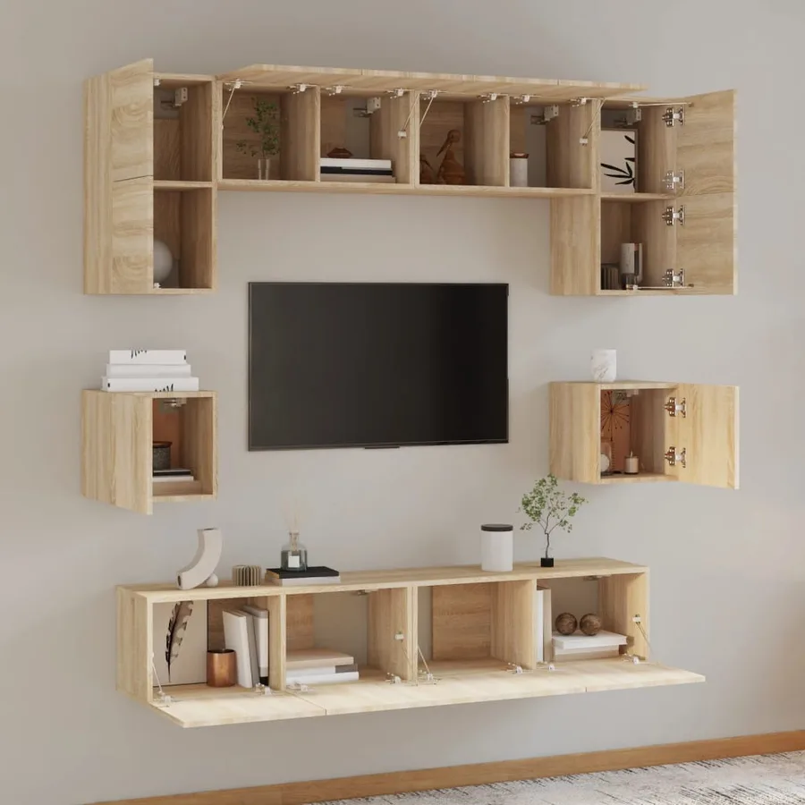 Ensemble de meubles TV 8 pcs Chêne sonoma Bois d'ingénierie - 3