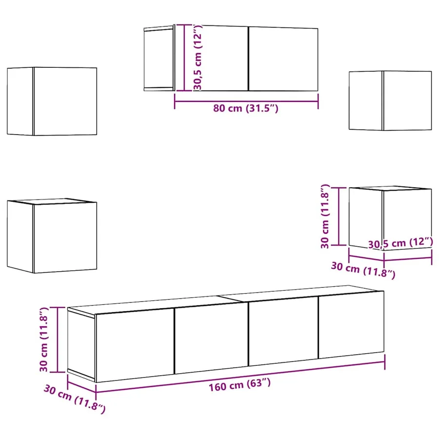 Ensemble de meubles TV 7 pcs Chêne sonoma Bois d'ingénierie - 8