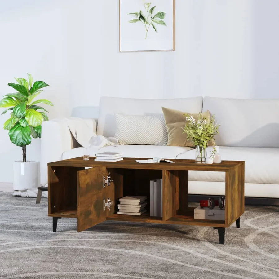 Table basse Chêne fumé 102x50x40 cm Bois d'ingénierie - 3